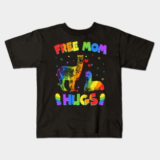 Free Mom Hugs Llama LGBT Pride Kids T-Shirt